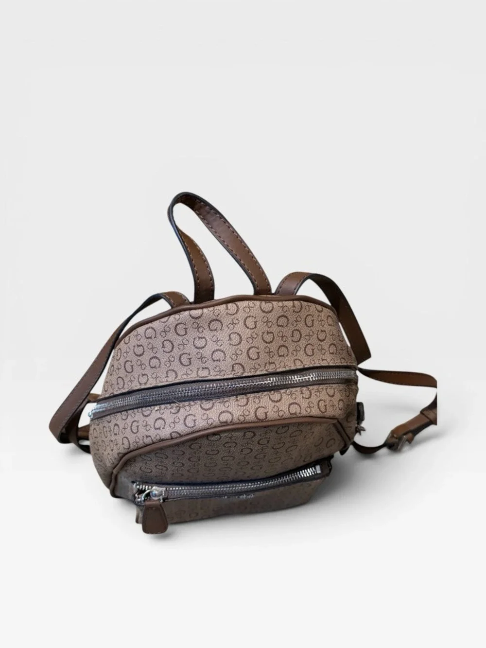 Guess Tan Monogram Mini Backpack